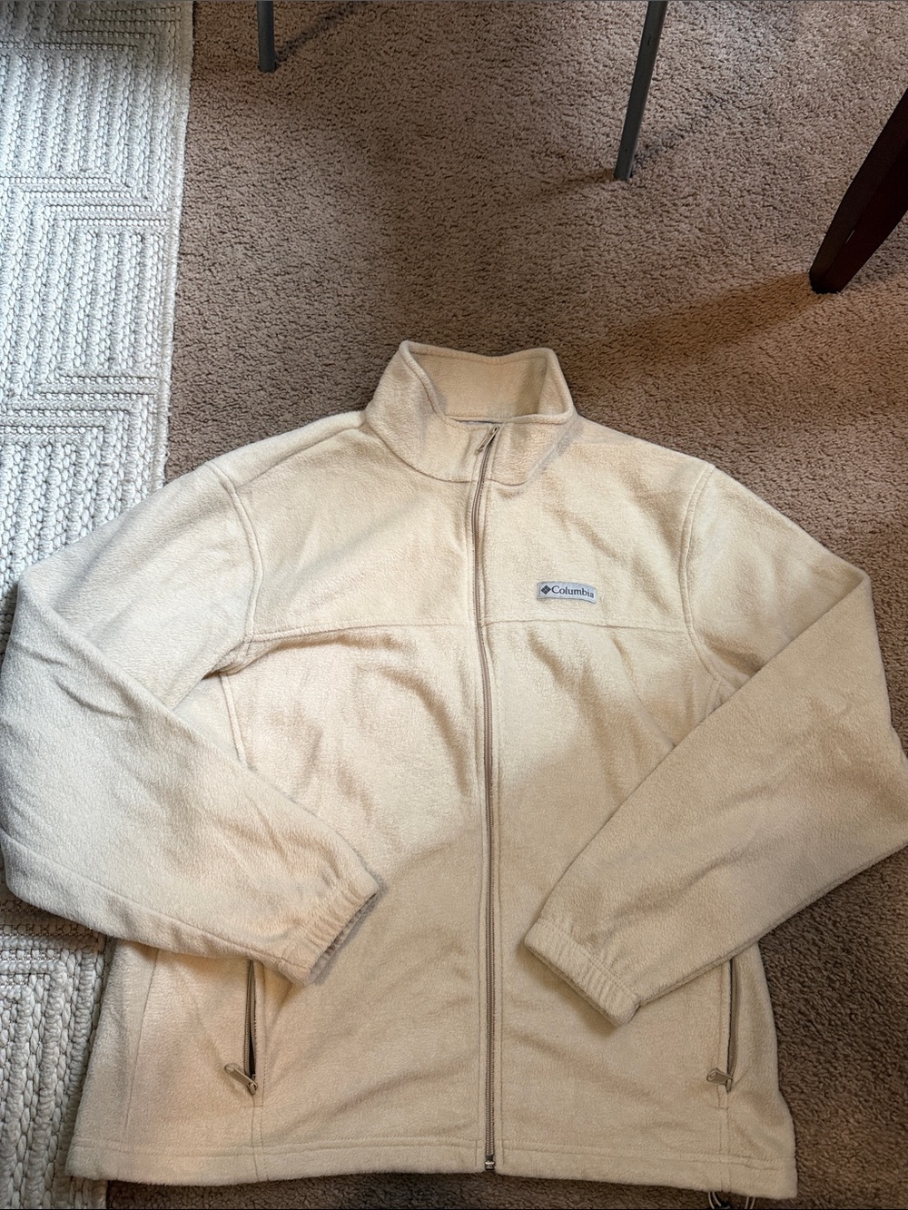 Columbia Cream Full-Zip Fleece Jacket with Stand Collar
